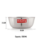 A single bowl is annotated with a height of 7.5 cm, diameter of 18 cm, and capacity of 1350 ML.