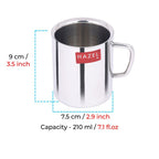 Stainless Steel Double Wall Green Tea  Mug /Big Coffe Cup, 210 ML