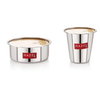Stainless Steel Tea Dabara Set, Tumbler & Bowl Combo