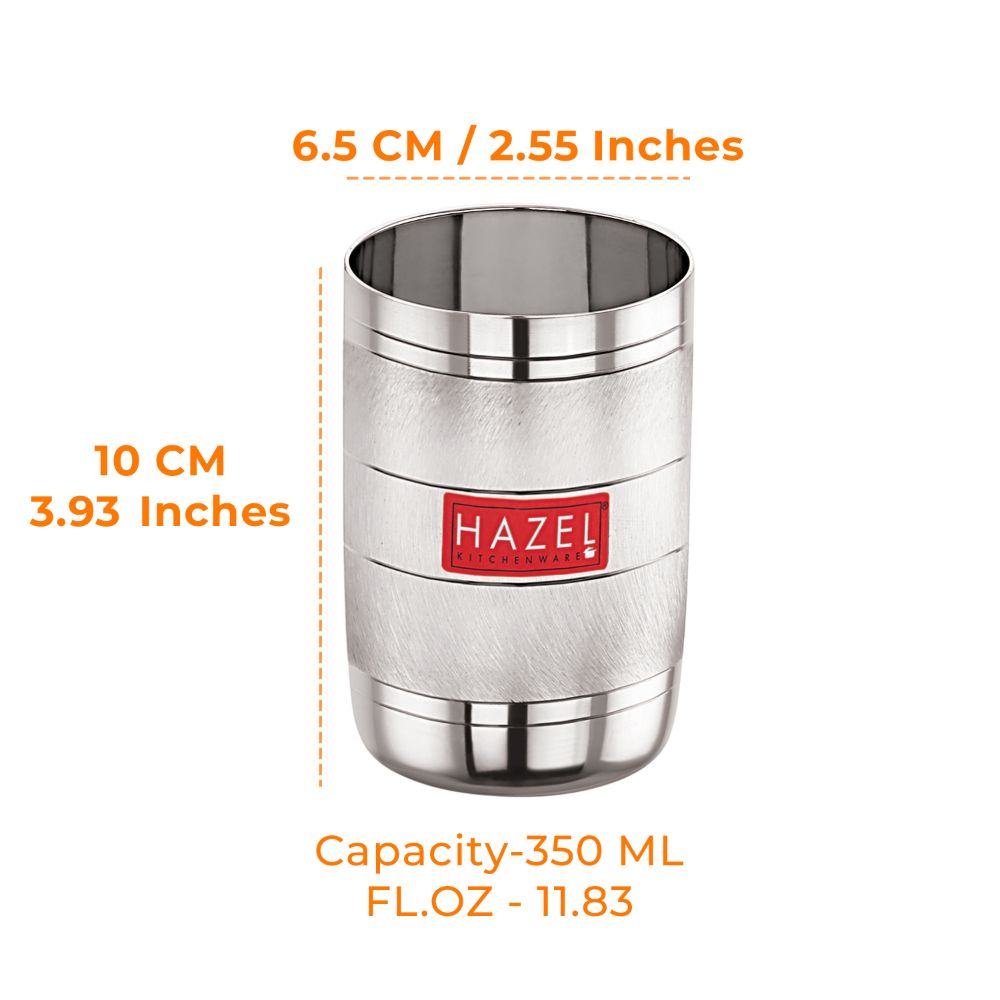 Glass annotated with 6.5cm width, 10cm height, and 350ML capacity measurements.