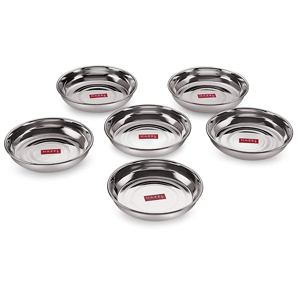 Stainless Steel Snack Plates - Set Of 6, 13 cm