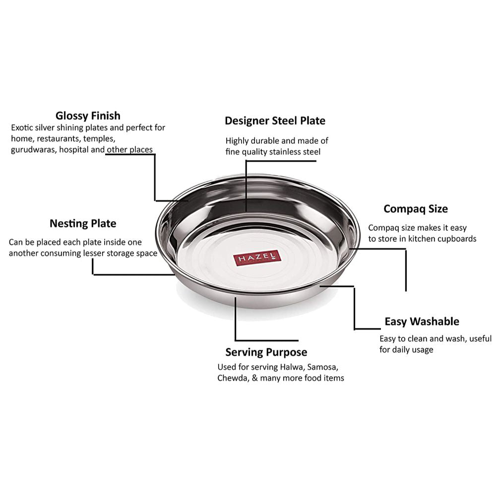 Stainless Steel Snack Plates - Set Of 6, 13 cm