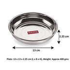 Stainless Steel Snack Plates - Set Of 6, 13 cm
