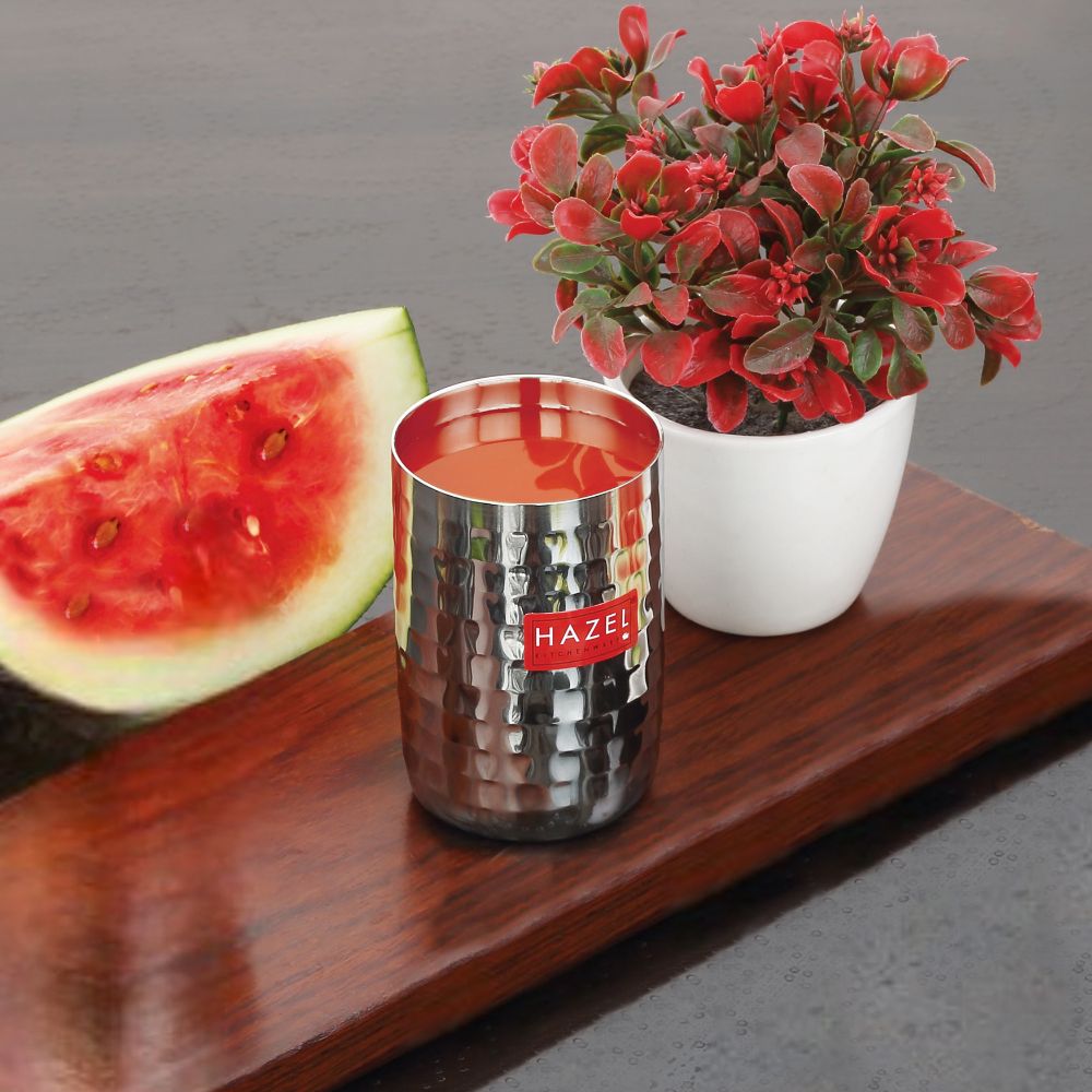 Hammered Stainless Steel Drinking Glass 350 ML