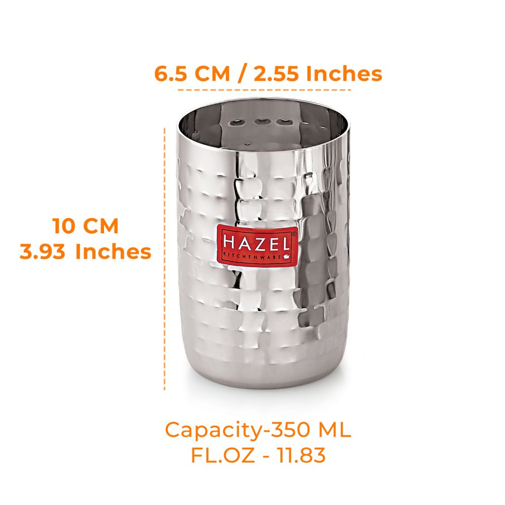 Hammered Stainless Steel Drinking Glass 350 ML