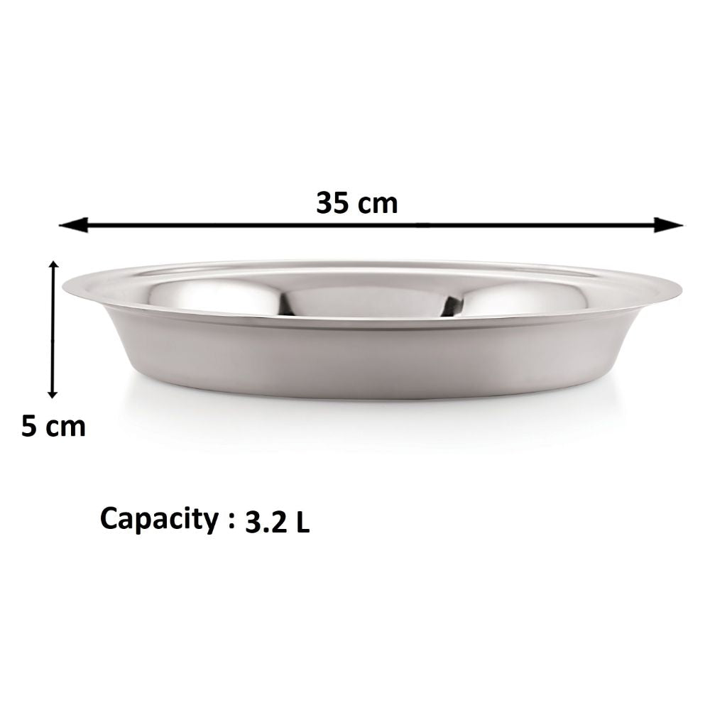 The parat annotated with dimensions 35 cm diameter, 5 cm depth, and 3.2 L capacity.