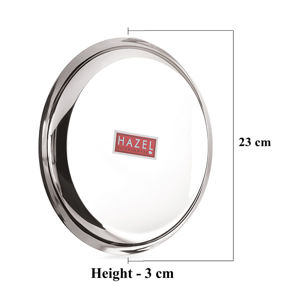 Stainless Steel Dinner Plate, 23 cm