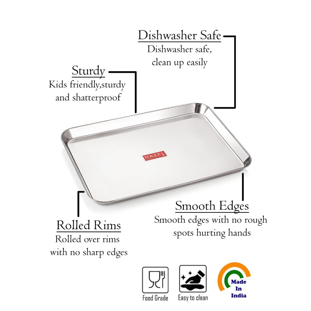 Rectangle Stainless Steel Serving Tray, 38.1 x 26.4 cm