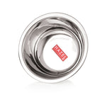 Two bowls nested inside one another to show the stackable design, on a white background.