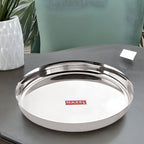 Mirror Finish Stainless Steel Dinner Plate, 25.5 cm