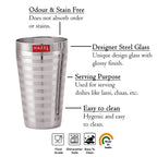 Stainless Steel Stripped Lassi Glass, 750ML