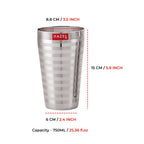 Stainless Steel Stripped Lassi Glass, 750ML