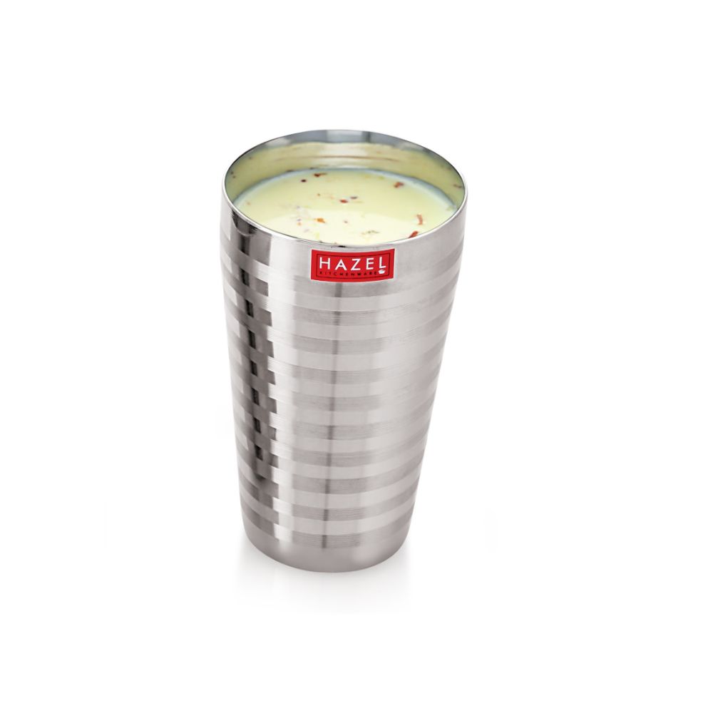 Stainless Steel Stripped Lassi Glass, 750ML