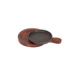 Round Iron Sizzler Plate with Wooden Base for Brownies (Set of 2, 23cm) - alternate view 3