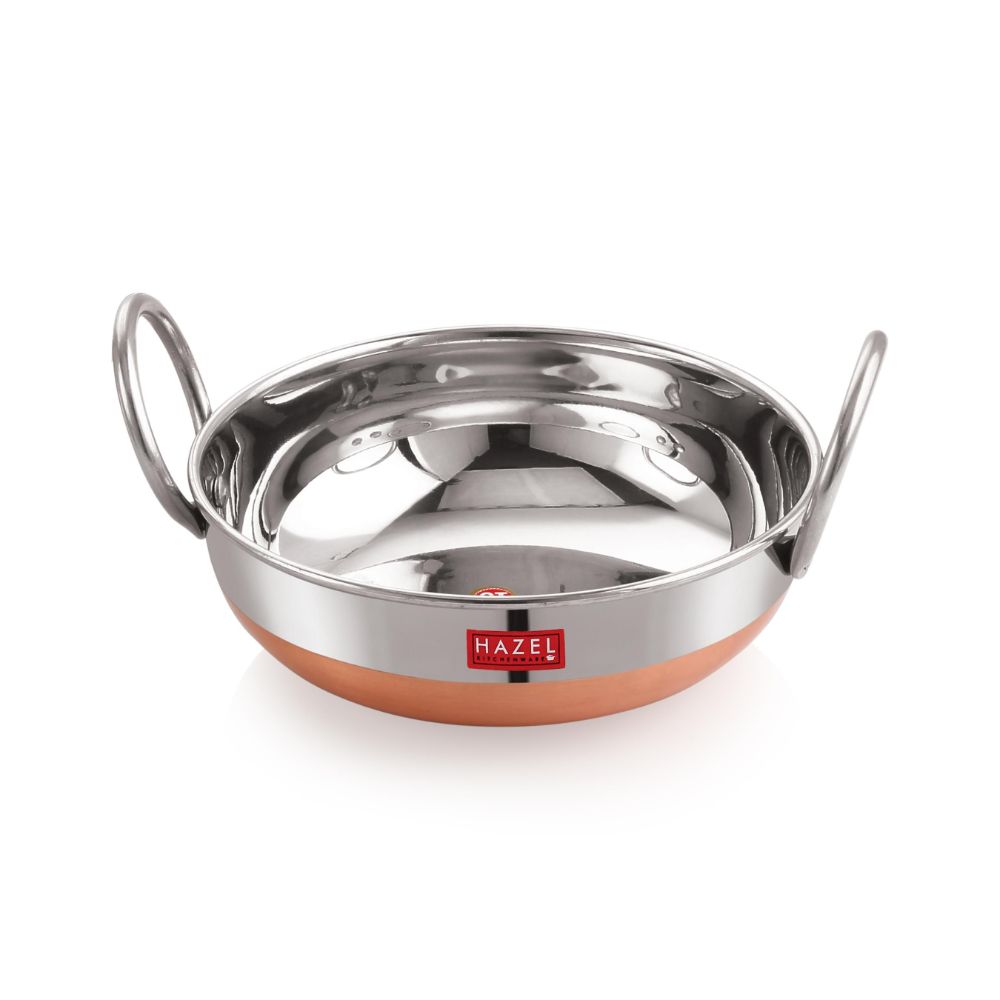 Stainless Steel Copper Base Kadai with Handle, 1 L