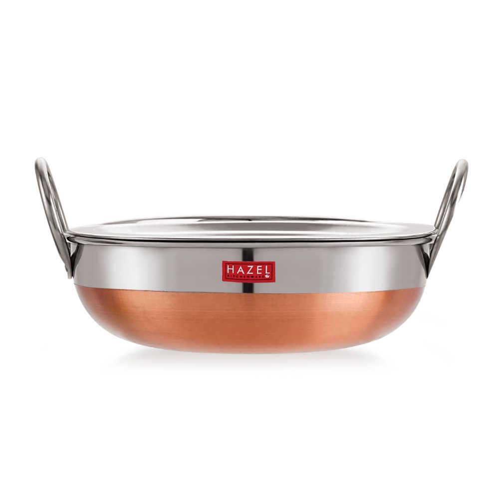 Stainless Steel Copper Base Kadai with Handle, 1 L