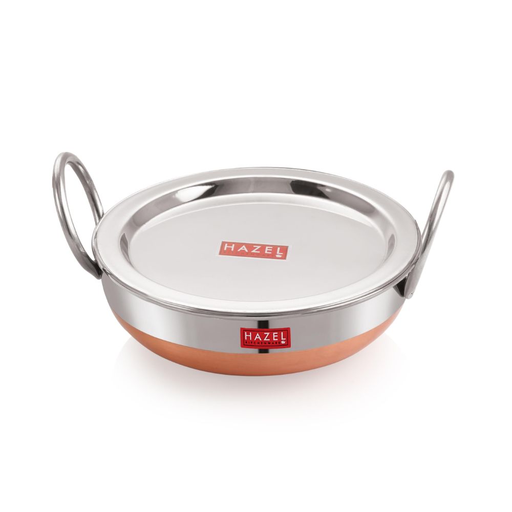 Stainless Steel Copper Bottom Kadai with Lid, 1L