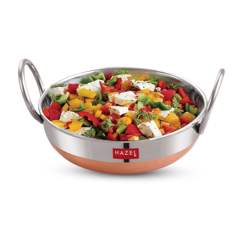 Stainless Steel Copper Base Kadai with Handle, 1.5L