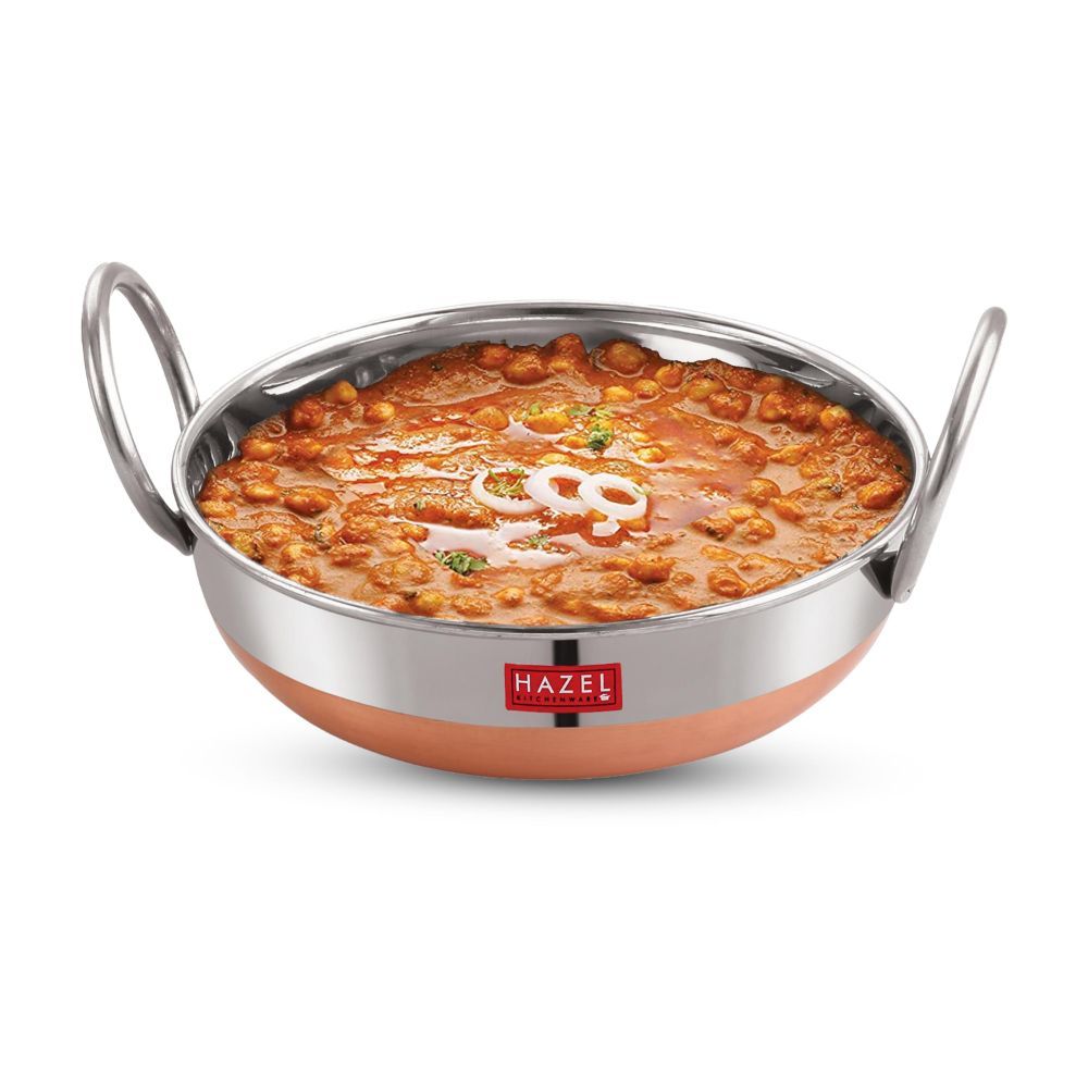 Stainless Steel Copper Base Kadai with Handle, 1.5L