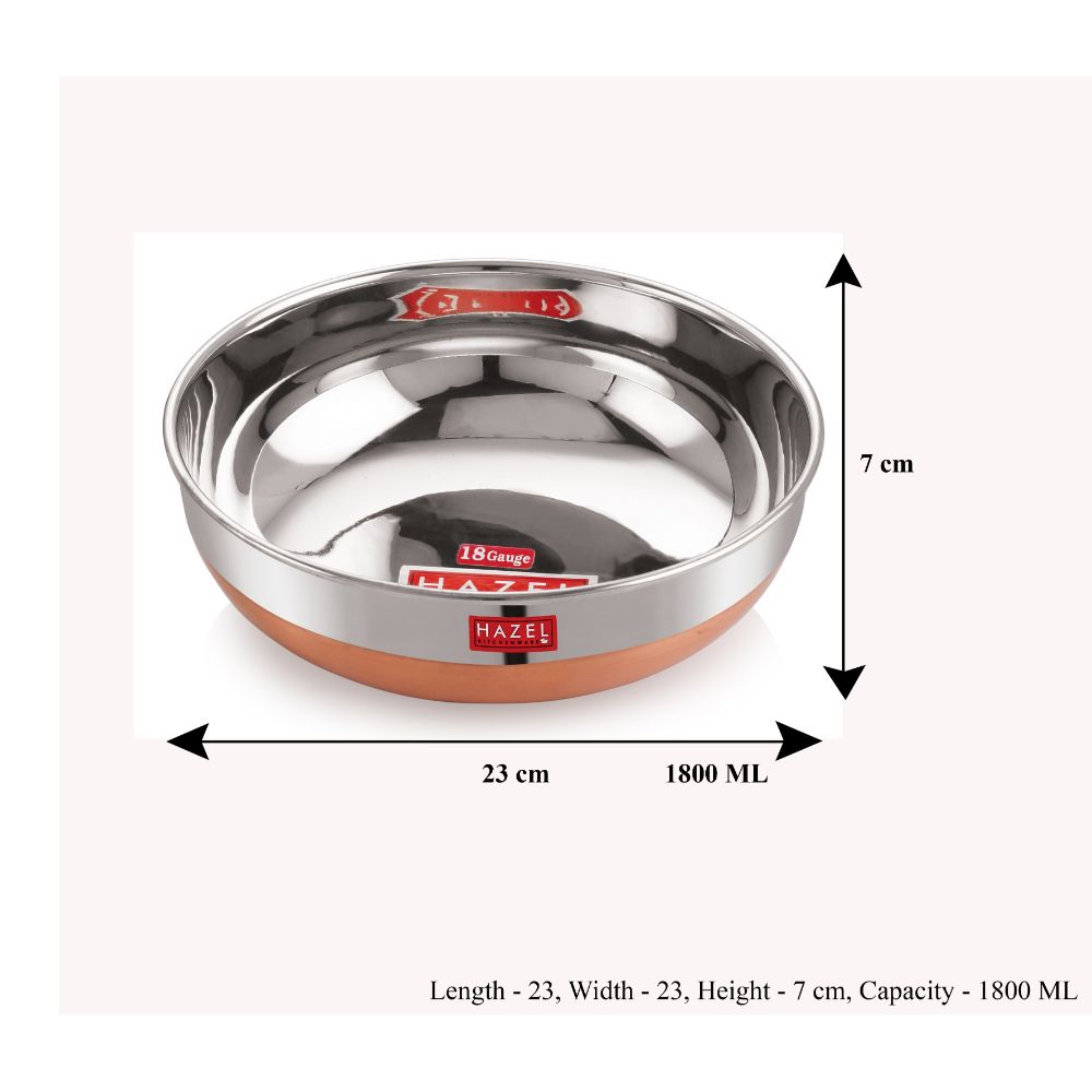 Stainless Steel Copper Base Tasla kadhai, Durable Kitchen Cooking Utensil