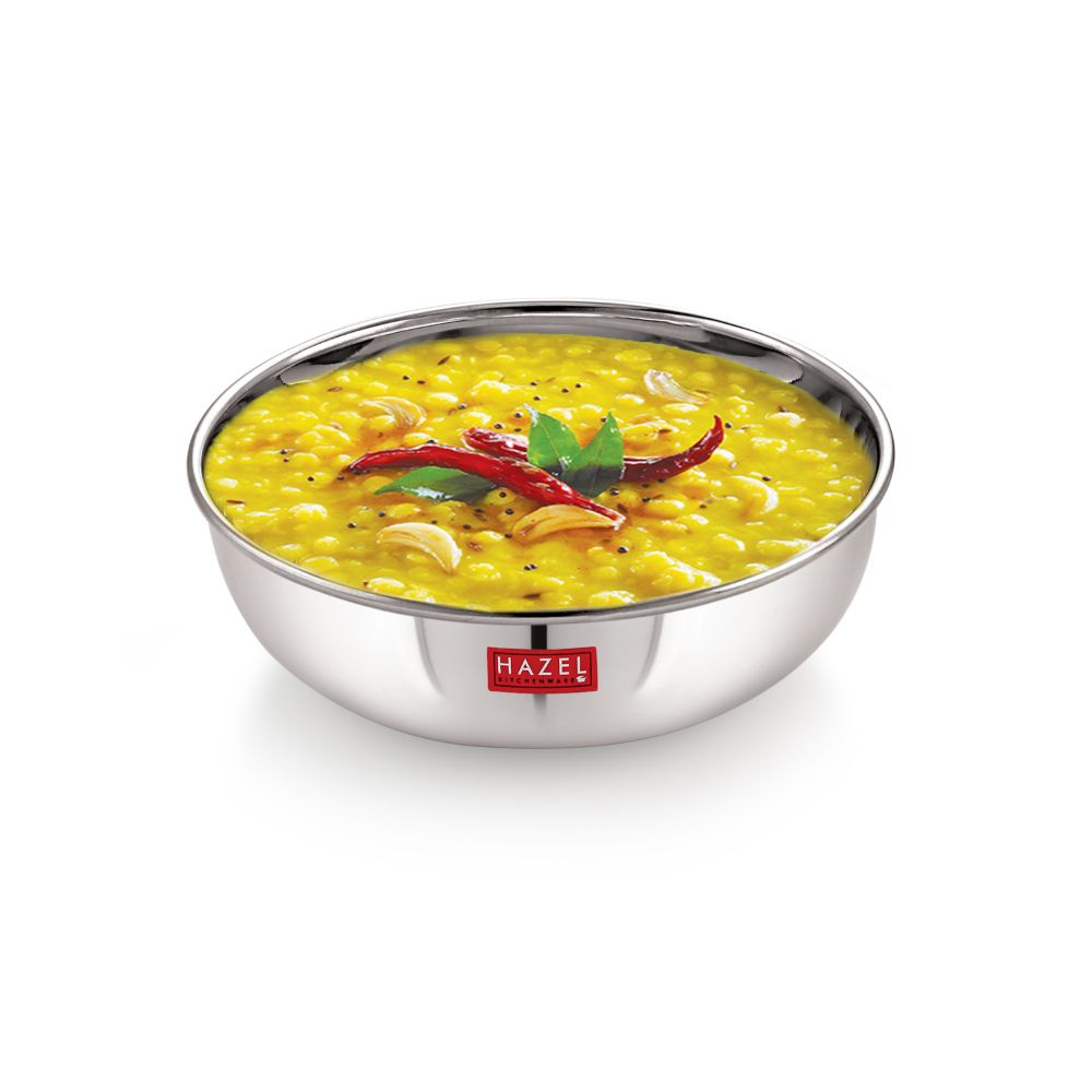 Stainless Steel Tasla Kadai with Lid | Deep Cooking & Serving Pot