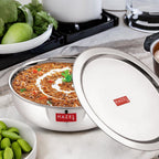 18 Gauge Stainless Steel Tasla Kadai With Lid, 1 L