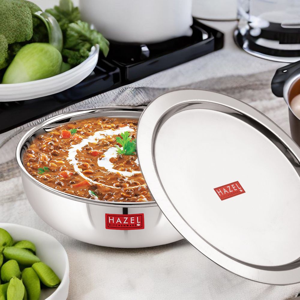 Stainless Steel Tasla Kadai with Lid | Deep Cooking & Serving Pot