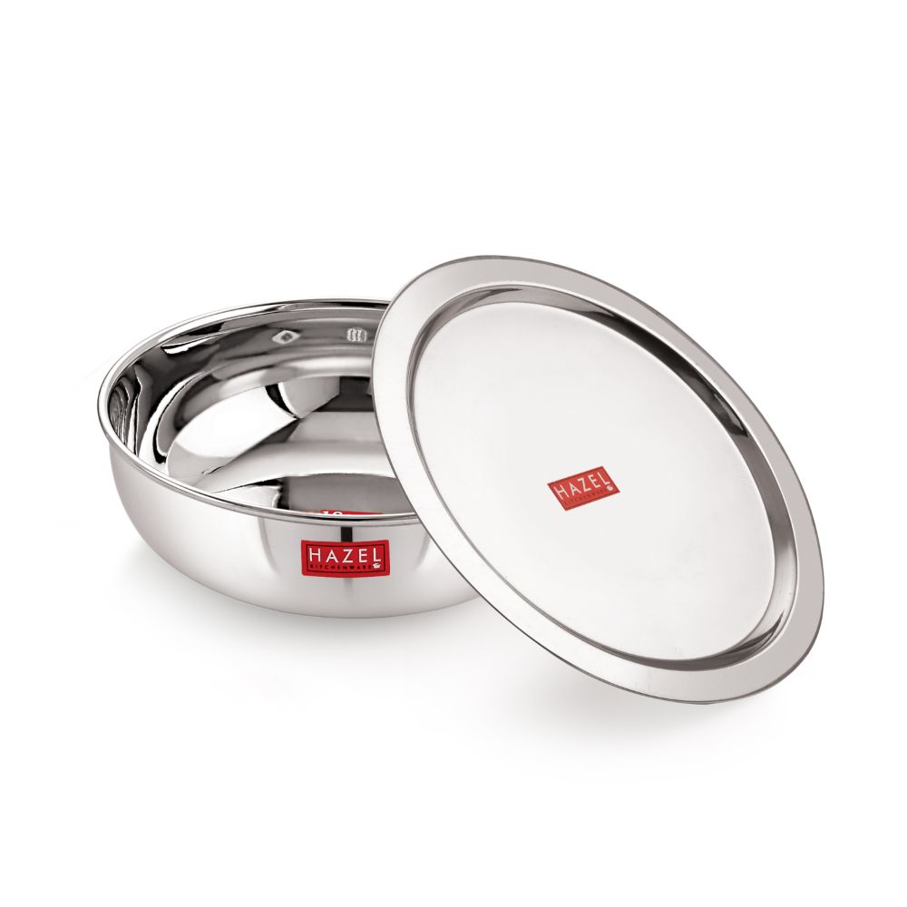 18 Gauge Stainless Steel Tasla Kadai With Lid, 1 L