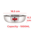 18 Gauge Stainless Steel Tasla Kadai With Lid, 1 L