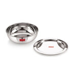 18 Gauge Stainless Steel Tasla Kadai With Lid, 1.5 L