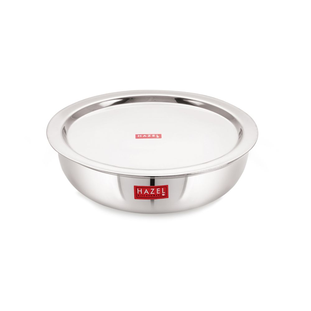 18 Gauge Stainless Steel Tasla Kadai With Lid, 2000 ML