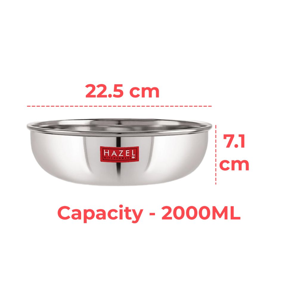Stainless Steel Tasla Kadai with Lid | Deep Cooking & Serving Pot