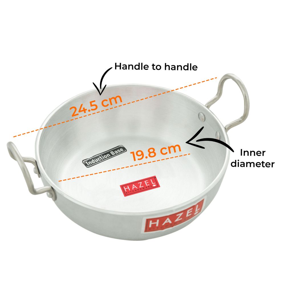 Aluminium Induction Kadai with Handle - 1750ml, 4mm