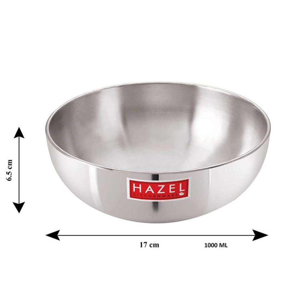 Dimension diagram of the tasla showing 17 cm diameter, 6.5 cm height, and 1000 ML capacity.