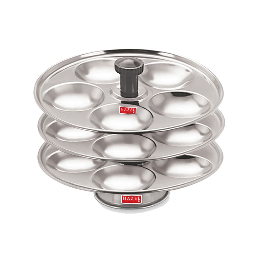 Stainless Steel Idli Plate Stand,  3-Rack Plates, 15 Idlis