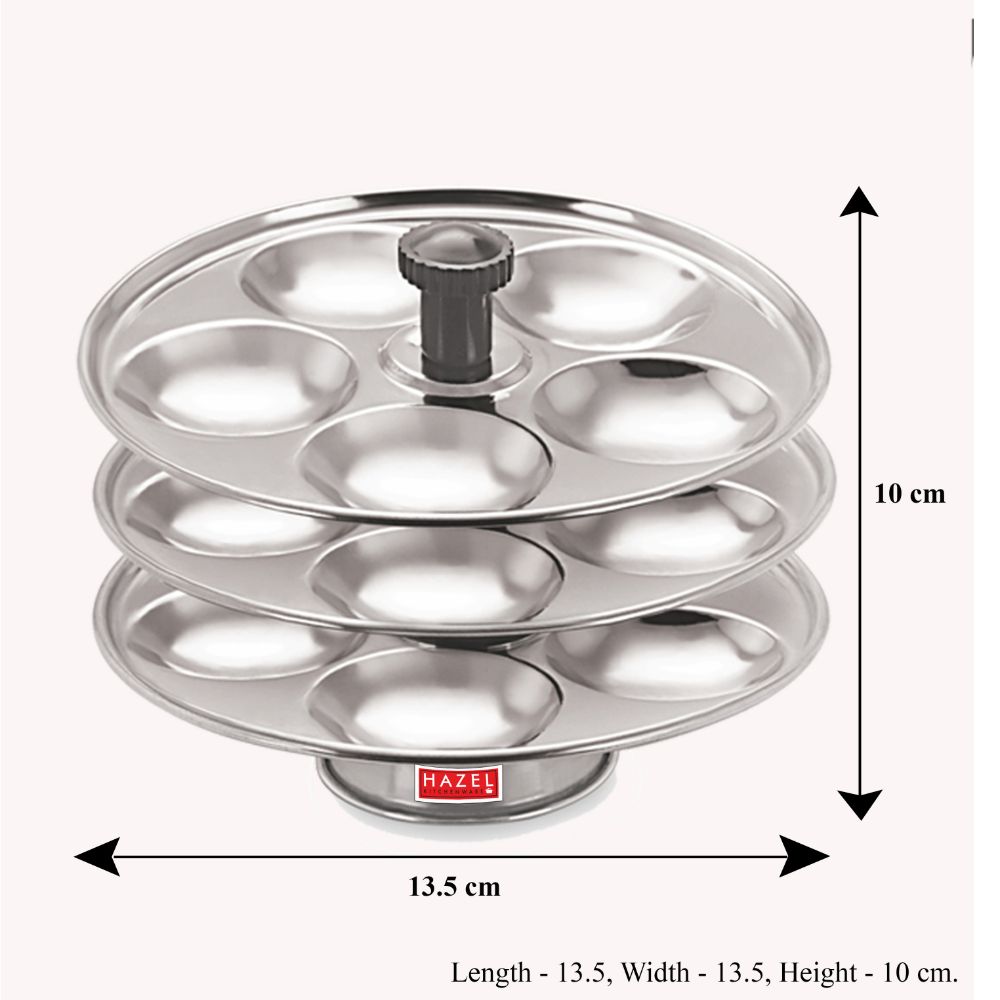 Stainless Steel Idli Plate Stand,  3-Rack Plates, 15 Idlis