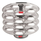 Stainless Steel Idli Thali With Stand,  4-Rack Plates, 20 Idlis