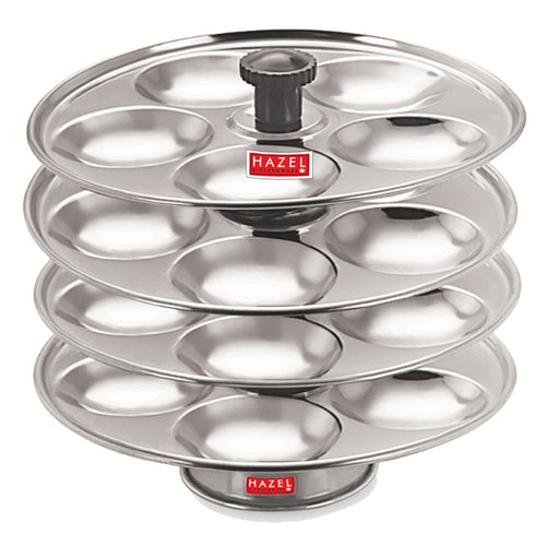 Stainless Steel Idli Thali With Stand,  4-Rack Plates, 20 Idlis