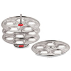 Stainless Steel Idli Thali With Stand,  4-Rack Plates, 20 Idlis