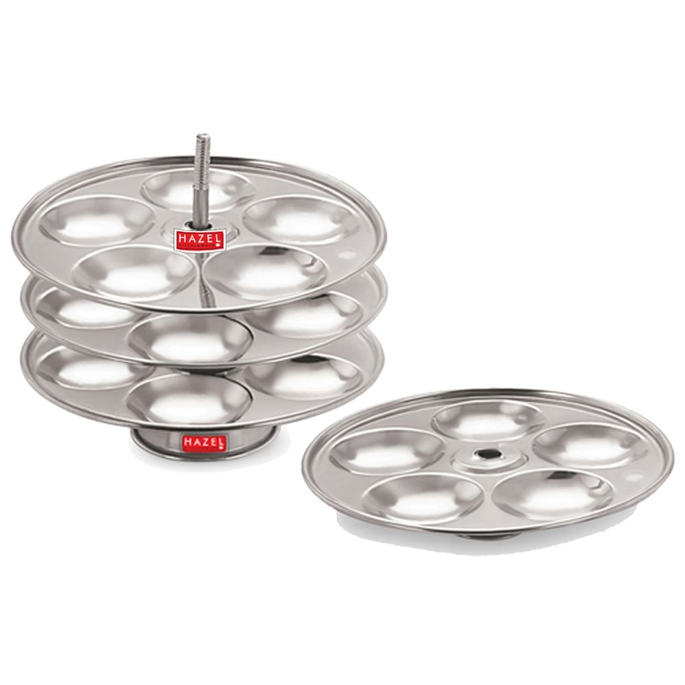 Stainless Steel Idli Thali With Stand,  4-Rack Plates, 20 Idlis