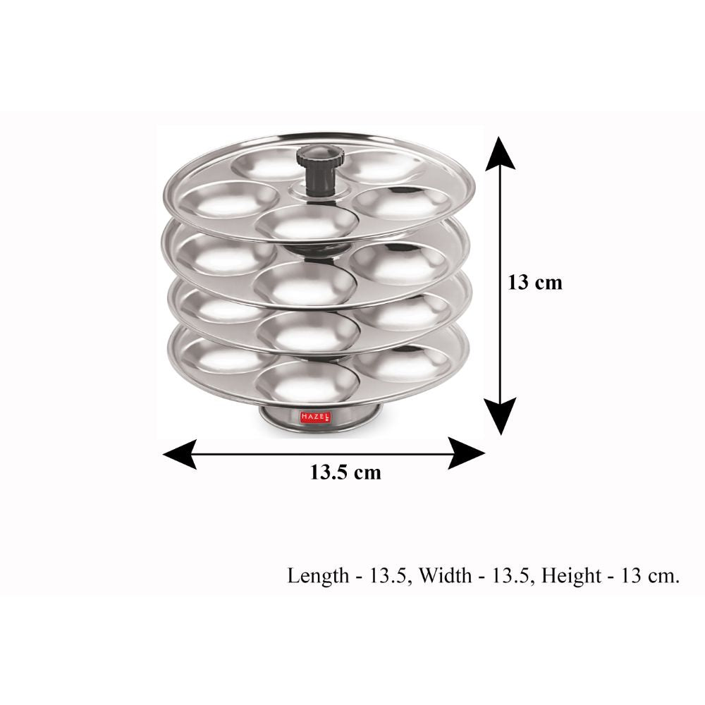 Stainless Steel Idli Thali With Stand,  4-Rack Plates, 20 Idlis