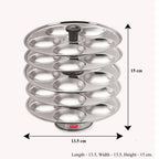Stainless Steel Idli Thali With Stand,  5-Rack Plates, 25 Idlis