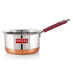 Copper Bottom Stainless Steel Tea Pan with Fixed Rubber Handle - 1000 ML