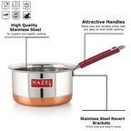 Copper Bottom Stainless Steel Tea Pan with Fixed Rubber Handle  - 1300 ML