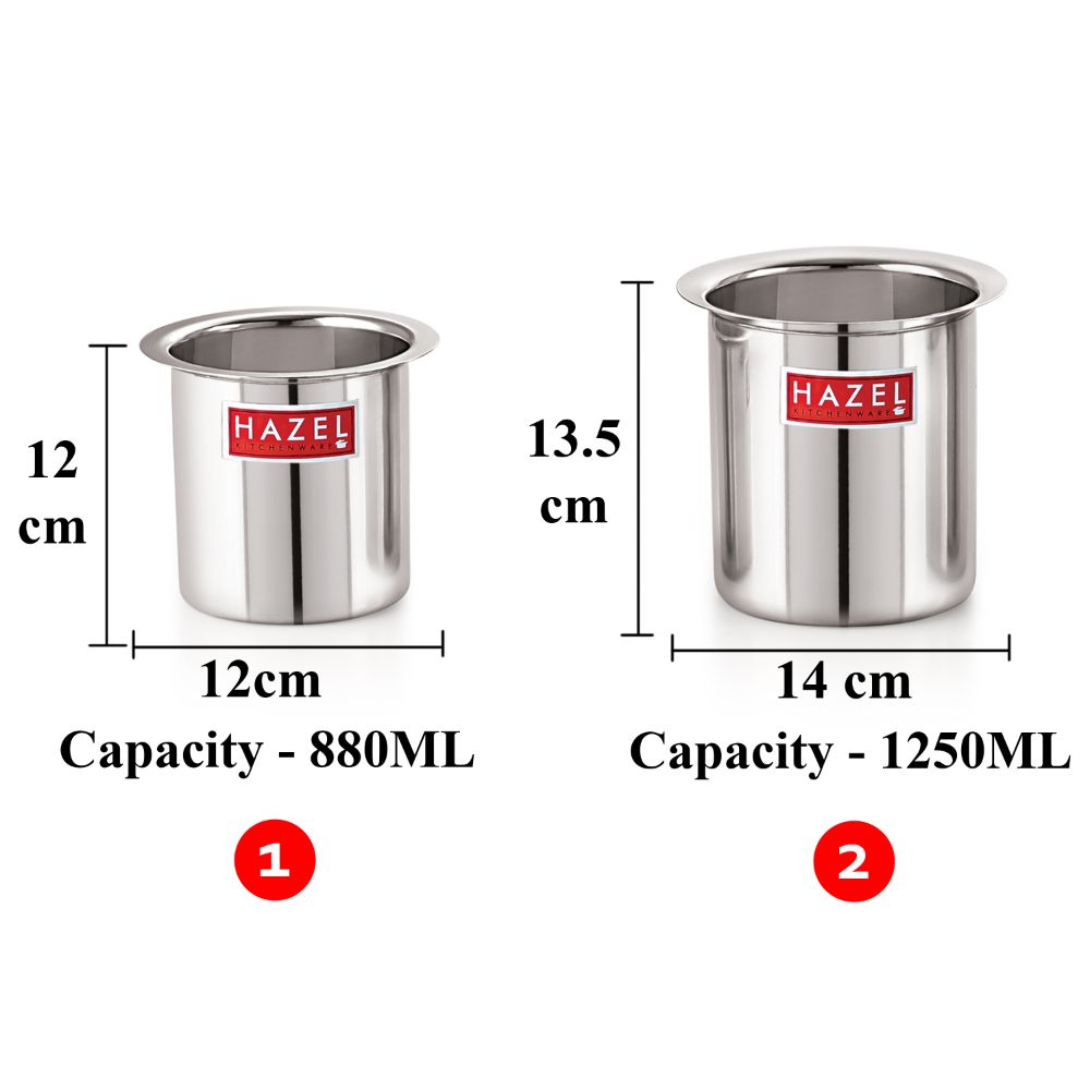 Stainless Steel Milk Boiler /Gunj Set of 2  - 880ML, 1250ML