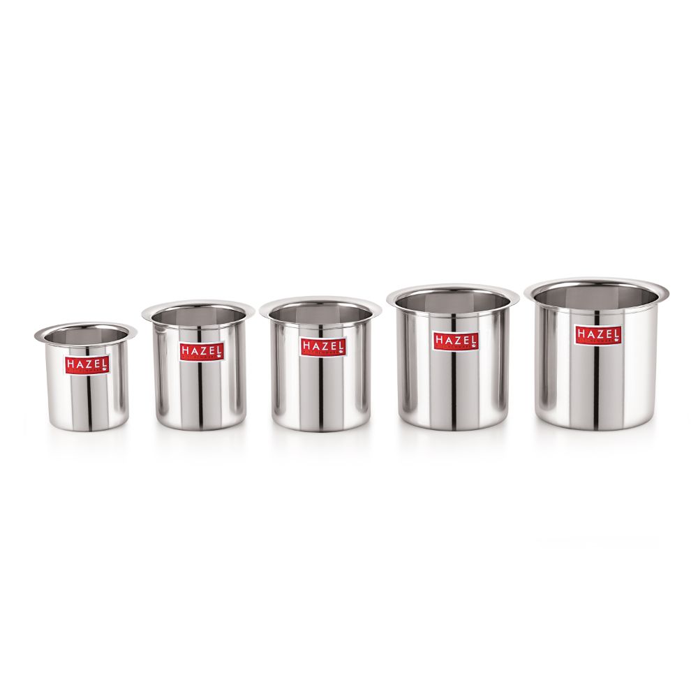 Stainless Steel Milk Boiler /Gunj Set of 5 - 880ML, 1250ML, 1600ML, 2200ML, 2800ML