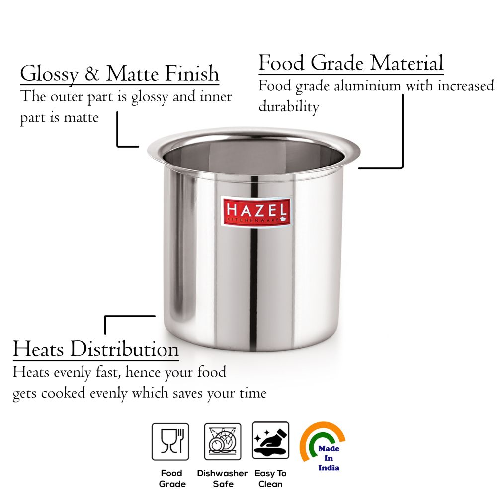Stainless Steel Milk Boiler /Gunj Set of 5 - 880ML, 1250ML, 1600ML, 2200ML, 2800ML