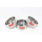 Stainless Steel Flat 8 L Pressure Cooker Dabba Set of 3, 1000 ML