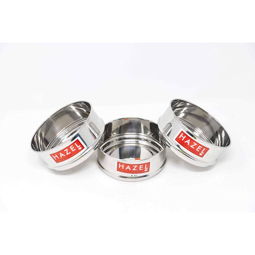Stainless Steel Flat 8 L Pressure Cooker Dabba Set of 3, 1000 ML