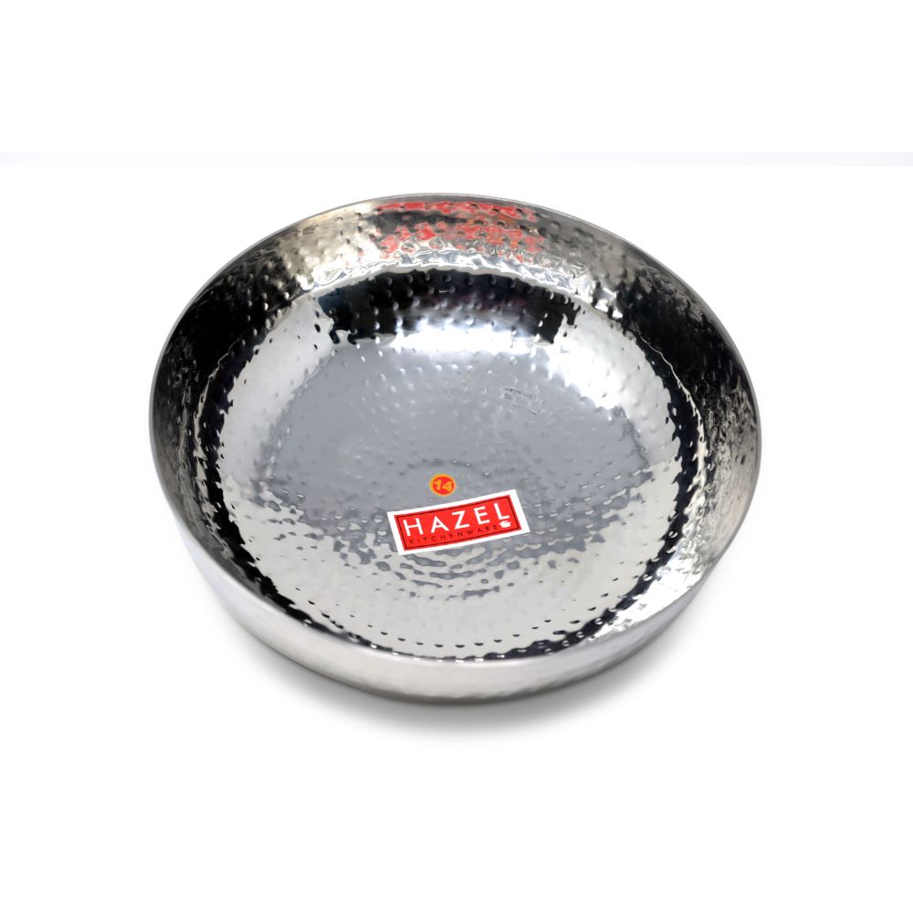 Stainless Steel Hammered Tasla Kadhai - 3.45 L, 27cm